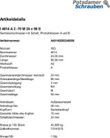1 Edelstahl V2A Sechskantschrauben ISO 4014 A2 - 70 M24x90