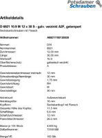 100 Sechskant Flanschschrauben DIN 6921 10.9 verzinkt M12x30