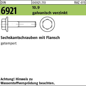 50 Sechskant Flanschschrauben DIN 6921 10.9 verzinkt M16x50