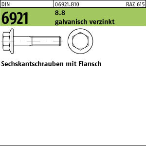 200 Sechskant Flanschschrauben DIN 6921 8.8 verzinkt M10x25