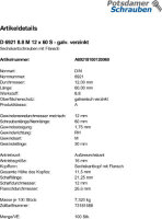 100 Sechskant Flanschschrauben DIN 6921 8.8 verzinkt M12x60