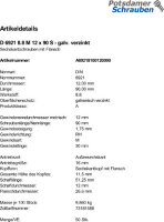 50 Sechskant Flanschschrauben DIN 6921 8.8 verzinkt M12x90