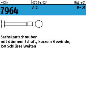 50 Dünnschaftschrauben DIN 7964 A2 M10x25 /12,5 V2A Edelstahl