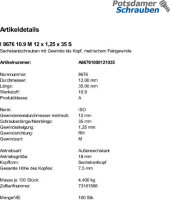 100 Feingewinde Sechskantschrauben ISO 8676 10.9 Stahl...