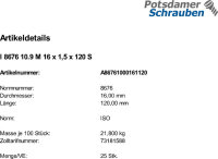 25 Feingewinde Sechskantschrauben ISO 8676 10.9 Stahl...