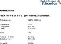 200 Feingewinde Sechskantschrauben ISO 8676 10.9 verzinkt...