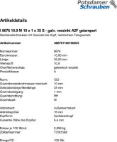 100 Feingewinde Sechskantschrauben ISO 8676 10.9 verzinkt...