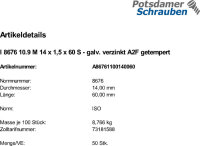 50 Feingewinde Sechskantschrauben ISO 8676 10.9 verzinkt...