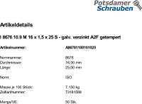 50 Feingewinde Sechskantschrauben ISO 8676 10.9 verzinkt...