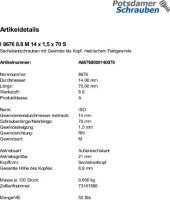 50 Feingewinde Sechskantschrauben ISO 8676 8.8 Stahl...