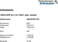 25 Feingewinde Sechskantschrauben ISO 8676 8.8 verzinkt...