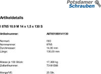25 Feingewinde Sechskantschrauben ISO 8765 10.9 Stahl...
