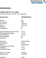 25 Feingewinde Sechskantschrauben ISO 8765 8.8 Stahl...