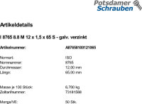 50 Feingewinde Sechskantschrauben ISO 8765 8.8 verzinkt...