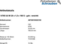 10 Feingewinde Sechskantschrauben ISO 8765 8.8 verzinkt...