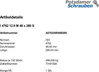 1 Innensechskant Zylinderkopfschrauben ISO 4762 12.9 schwarz M48x280