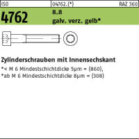 25 Innensechskant Zylinderkopfschrauben ISO 4762 8.8 gelb...