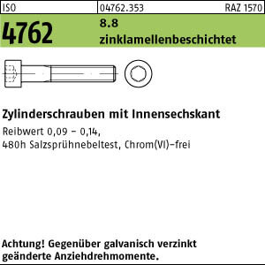 200 Innensechskant Zylinderkopfschrauben ISO 4762 8.8 M8x60 zinklamellenbeschichtet
