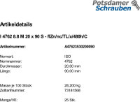 25 Innensechskant Zylinderkopfschrauben ISO 4762 8.8...