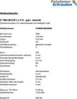 500 Innensechskant Zylinderkopfschrauben niedrig DIN 7984 8.8 verzinkt M3x5