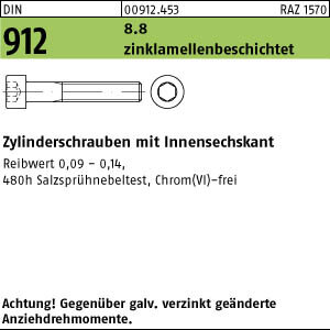 100 Innensechskant Zylinderkopfschrauben DIN 912 8.8 M10x40 zinklamellenbeschichtet