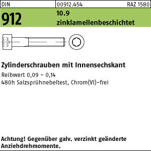 200 Innensechskant Zylinderkopfschrauben DIN 912 10.9 M8x16 zinklamellenbeschichtet