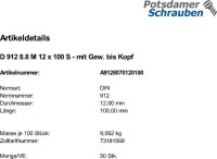 25 Innensechskant Zylinderkopfschrauben DIN 912 8.8...