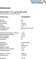 500 Innensechskant Zylinderkopfschrauben DIN 912 8.8 gelb...