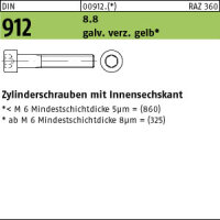 500 Innensechskant Zylinderkopfschrauben DIN 912 8.8 gelb...