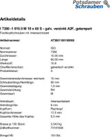 100 Innensechskant Linsenkopfschrauben ISO 7380 -1 10.9 verzinkt M10x60