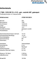 100 Innensechskant Linsenkopfschrauben ISO 7380 -1 10.9 verzinkt M12x14