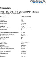100 Innensechskant Linsenkopfschrauben ISO 7380 -1 10.9 verzinkt M12x35