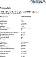 50 Innensechskant Linsenkopfschrauben ISO 7380 -1 10.9 verzinkt M16x60