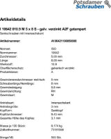 500 Innensechskant Senkkopfschrauben ISO 10642 10.9 verzinkt M5x8