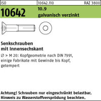 200 Innensechskant Senkkopfschrauben ISO 10642 10.9...