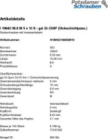 500 Innensechskant Senkkopfschrauben ISO 10642 8.8 M5x10 DiSP