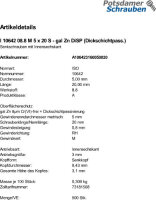 500 Innensechskant Senkkopfschrauben ISO 10642 8.8 M5x20 DiSP