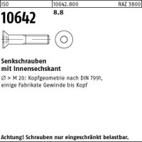 25 Innensechskant Senkkopfschrauben ISO 10642 8.8 schwarz...
