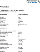 500 Torx Senkkopfschrauben ISO 10642 8.8 verzinkt M4x25 TX