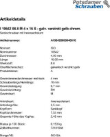 500 Innensechskant Senkkopfschrauben ISO 10642 8.8 gelb...