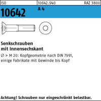 100 Edelstahl V4A Innensechskant Senkkopfschrauben ISO...