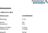 100 Edelstahl V4A Splinte ISO 1234 A4 2x40
