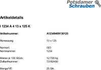 25 Edelstahl V4A Splinte ISO 1234 A4 13x125
