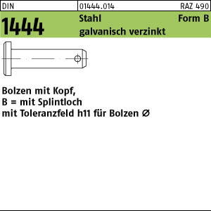 10 Bolzen DIN 1444 verzinkt St. B 12 h11x30x24,5