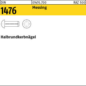 1000 Halbrundkerbnägel DIN 1476 Messing 2x6