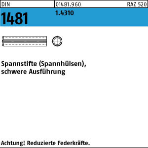 50 Edelstahl Spannstifte DIN 1481 1.4310 4x16