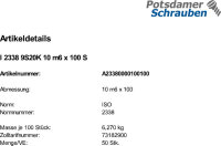 50 Zylinderstifte ISO 2338 Stahl 9S20K 10 m6 x 100
