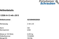 100 Edelstahl V4A Zylinderstifte ISO 2338 A4 2 m6 x 20