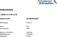 50 Edelstahl V4A Zylinderstifte ISO 2338 A4 4 m6 x 8