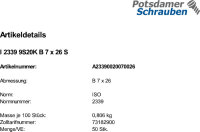 50 Kegelstifte ISO 2339 9S20K B 7x26 Stahl